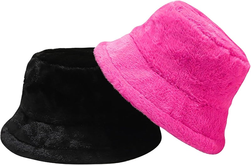 BEARUN Winter Faux Fur Furry Bucket Hat Fluffy Fuzzy Warm Hat Plush Fisherman Hat for Women Men Teens Girls - Image 5